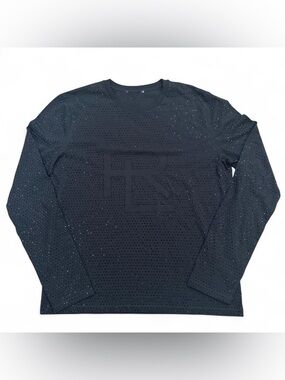 Ralph Lauren Purple Label Women’s Black RL Embellished Long Sleeve Top Medium
